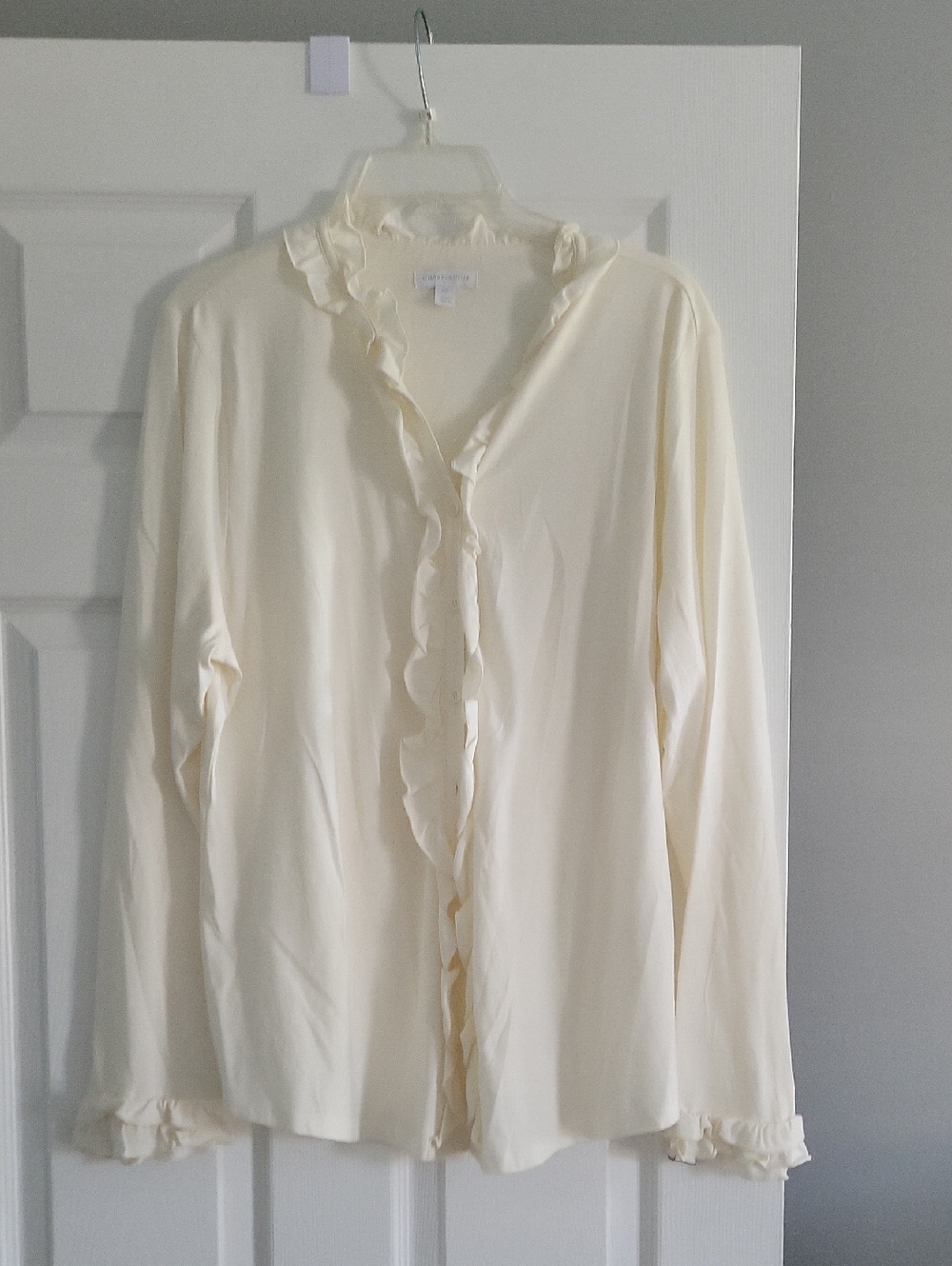 Charter Club Cream Ruffle Front Blouse